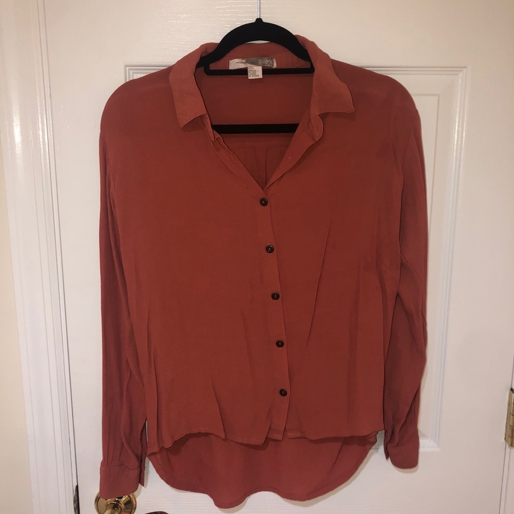 Rust collared button down shirt